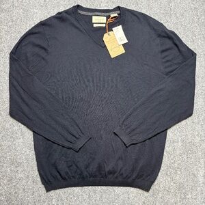 Original Weatherproof Vintage Sweater Men Extra Large Navy VNeck Cotton Cashmere
